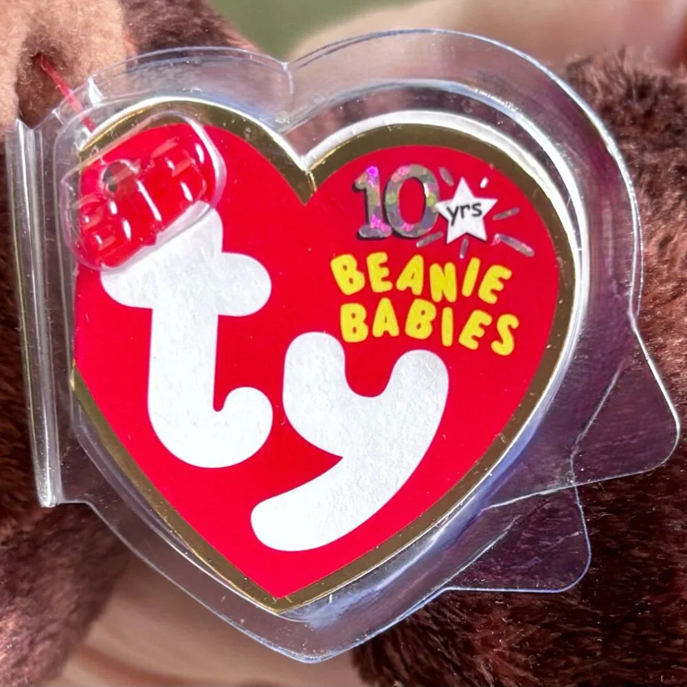 4589 2002 Zeus Orange Brown Moose Big Antlers Ty Beanie Baby Plush Stuffed MWMT - Picture 7 of 9